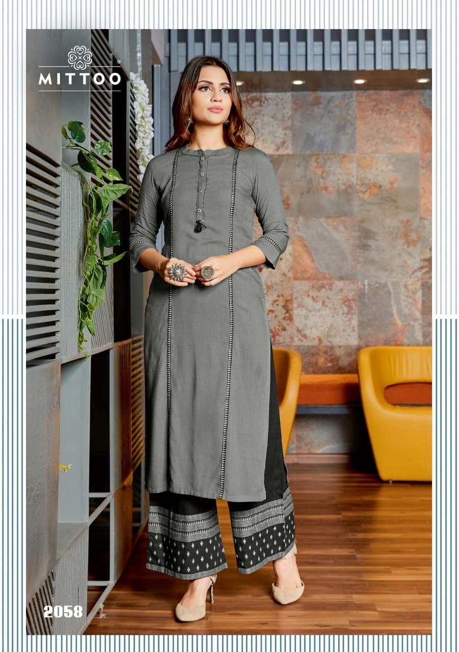 Mittoo Panghat Vol-9 Rayon Printed Palazzo Kurti Mittoo Panghat Vol-9 Rayon Printed Palazzo Kurti